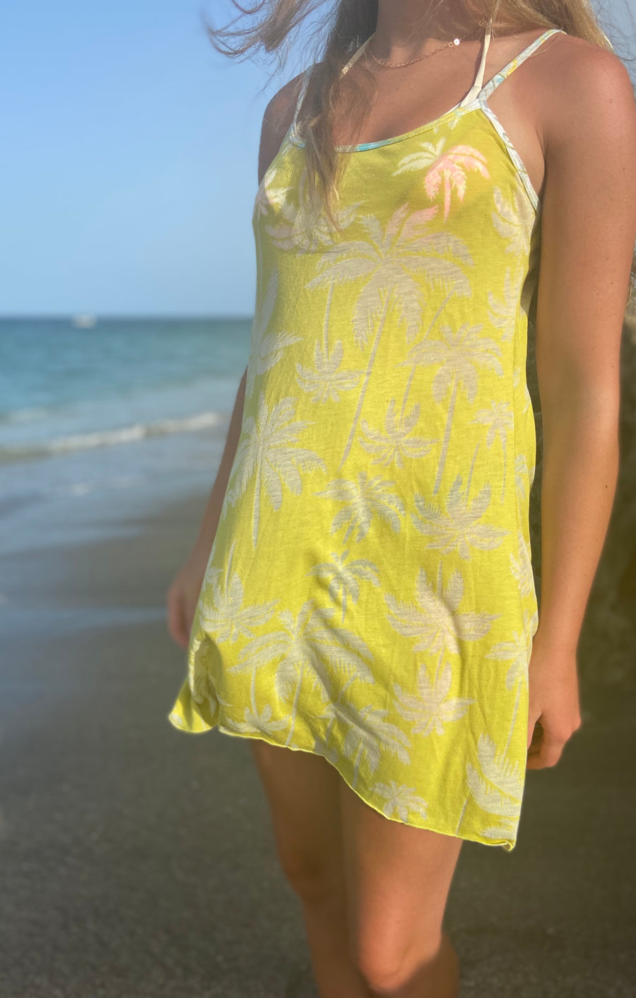 Beachy Palms Dress “Chartreuse”