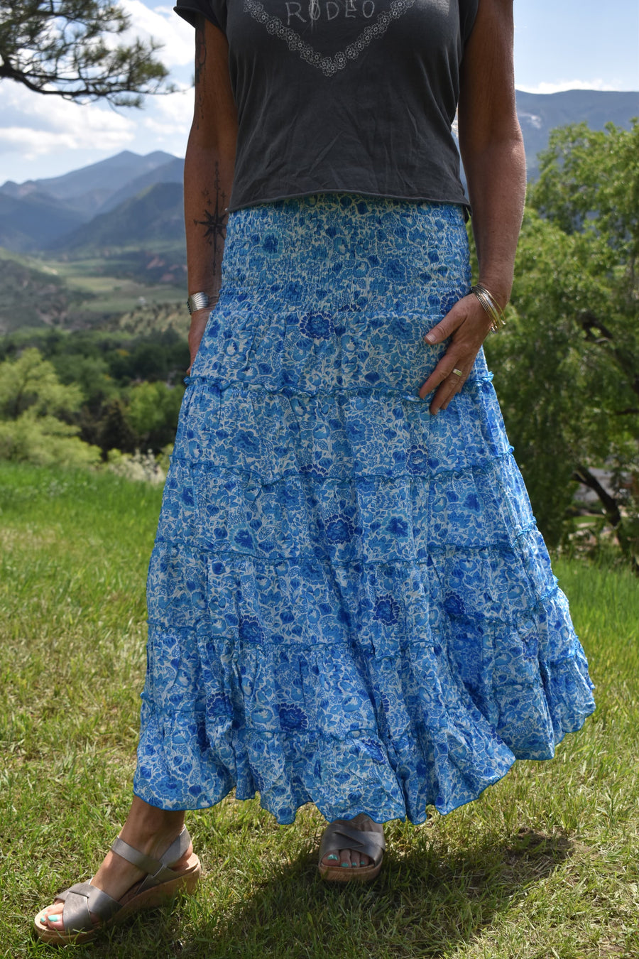 Cassandra Long Skirt-Cobalt