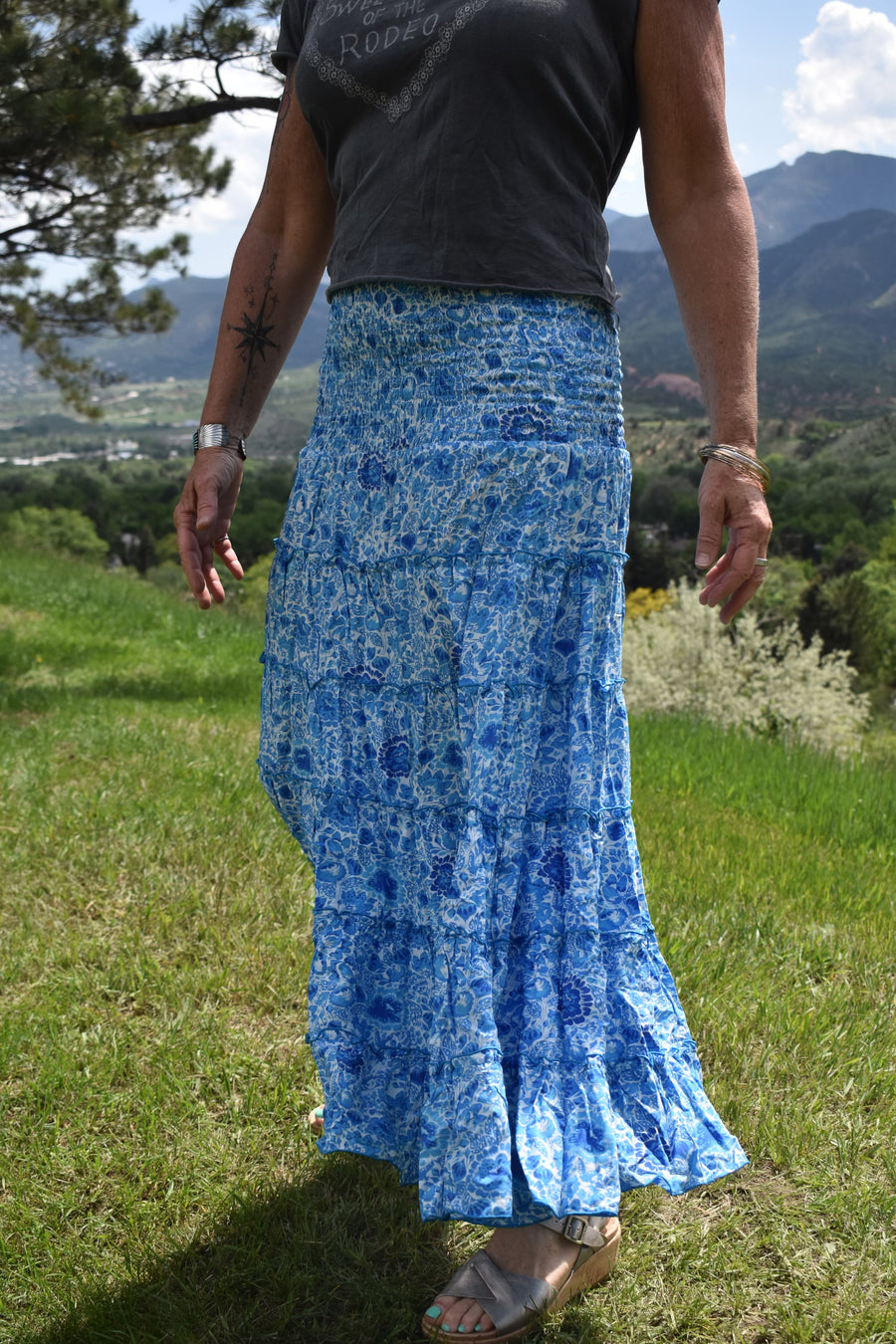 Cassandra Long Skirt-Cobalt