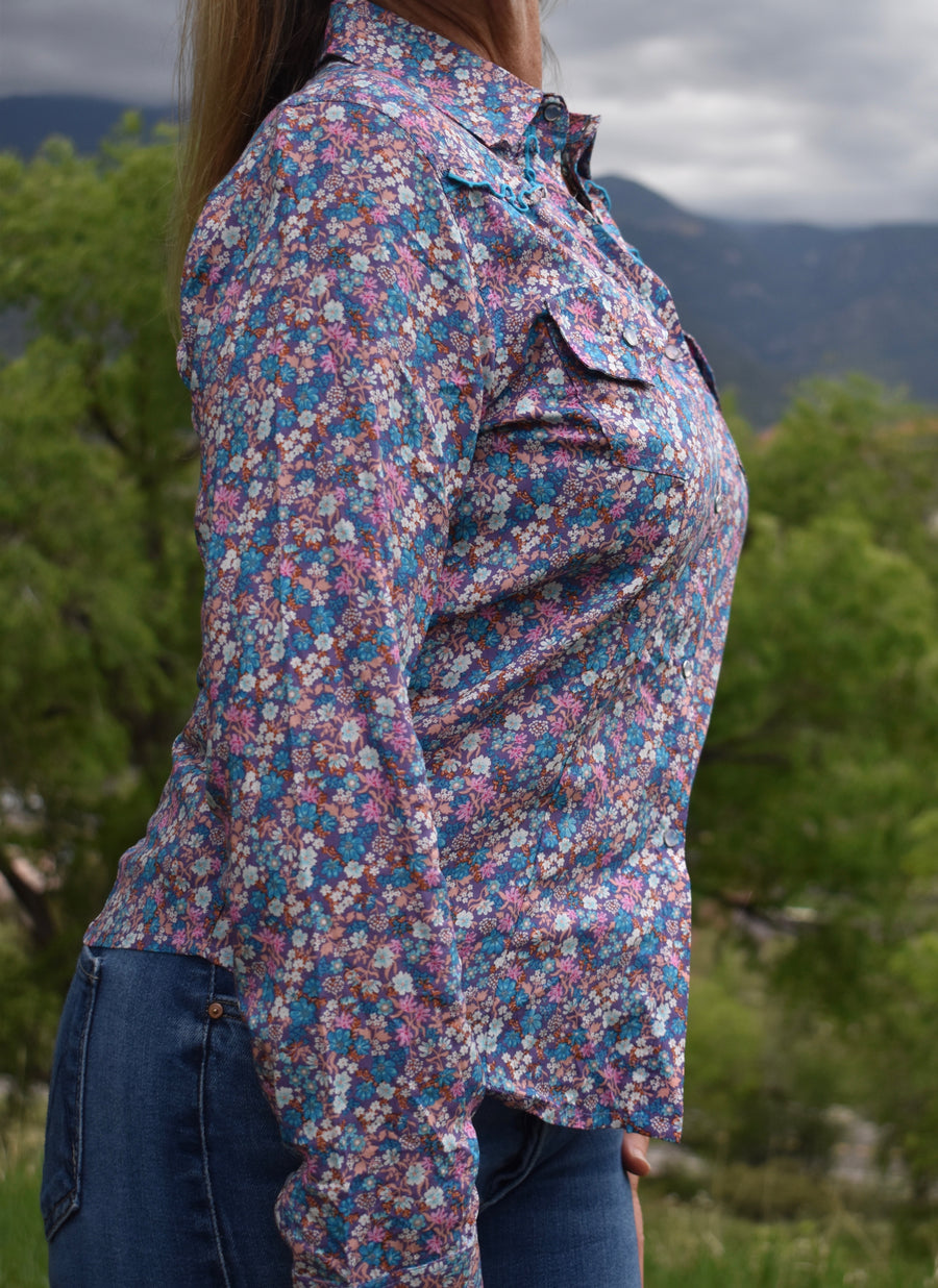 Cowgirl Snap Shirt-Violet Ditsy