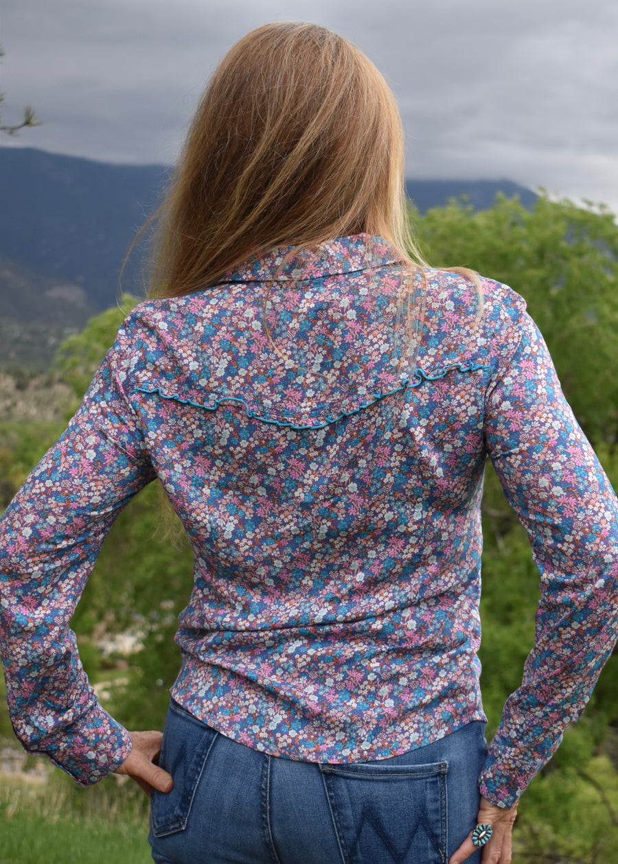 Cowgirl Snap Shirt-Violet Ditsy