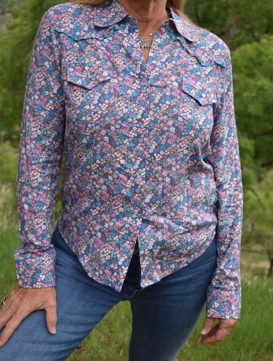 Cowgirl Snap Shirt-Violet Ditsy