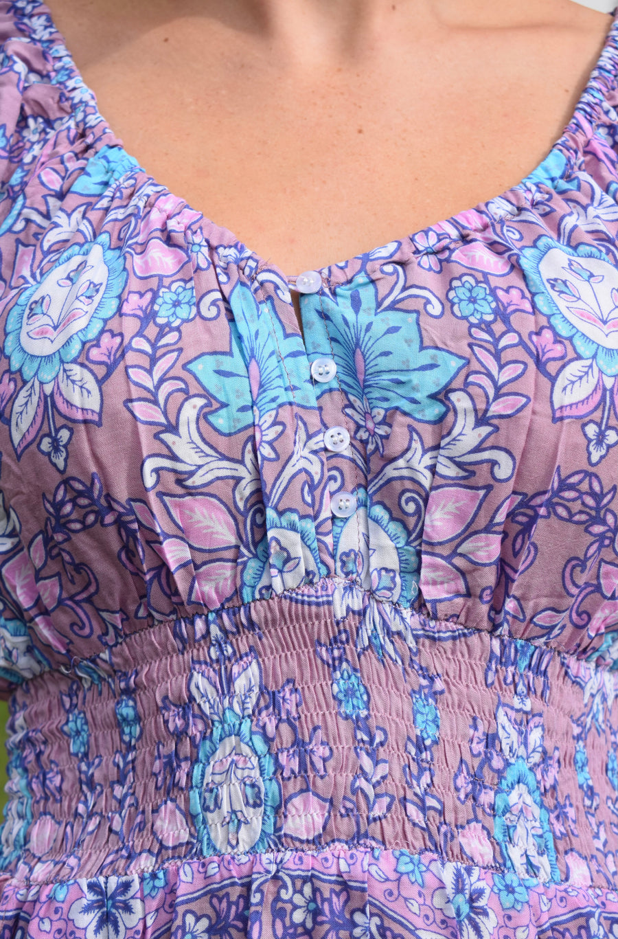 Lucía Dress Short Sleeve-Sari India Lilac