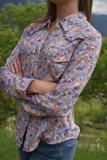 Cowgirl Snap Shirt-Tangerine Ditsy