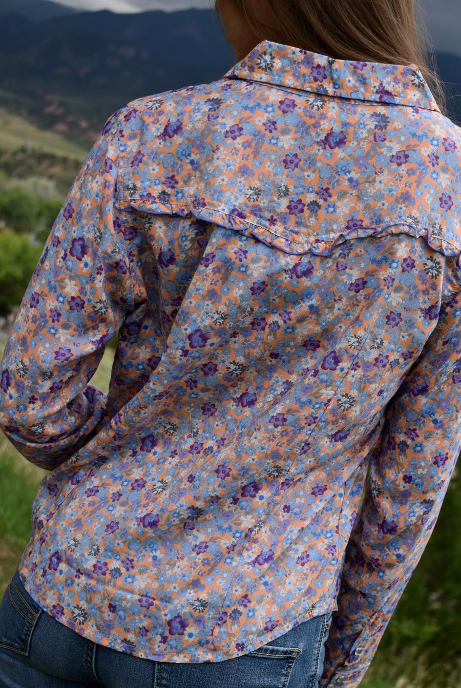 Cowgirl Snap Shirt-Tangerine Ditsy