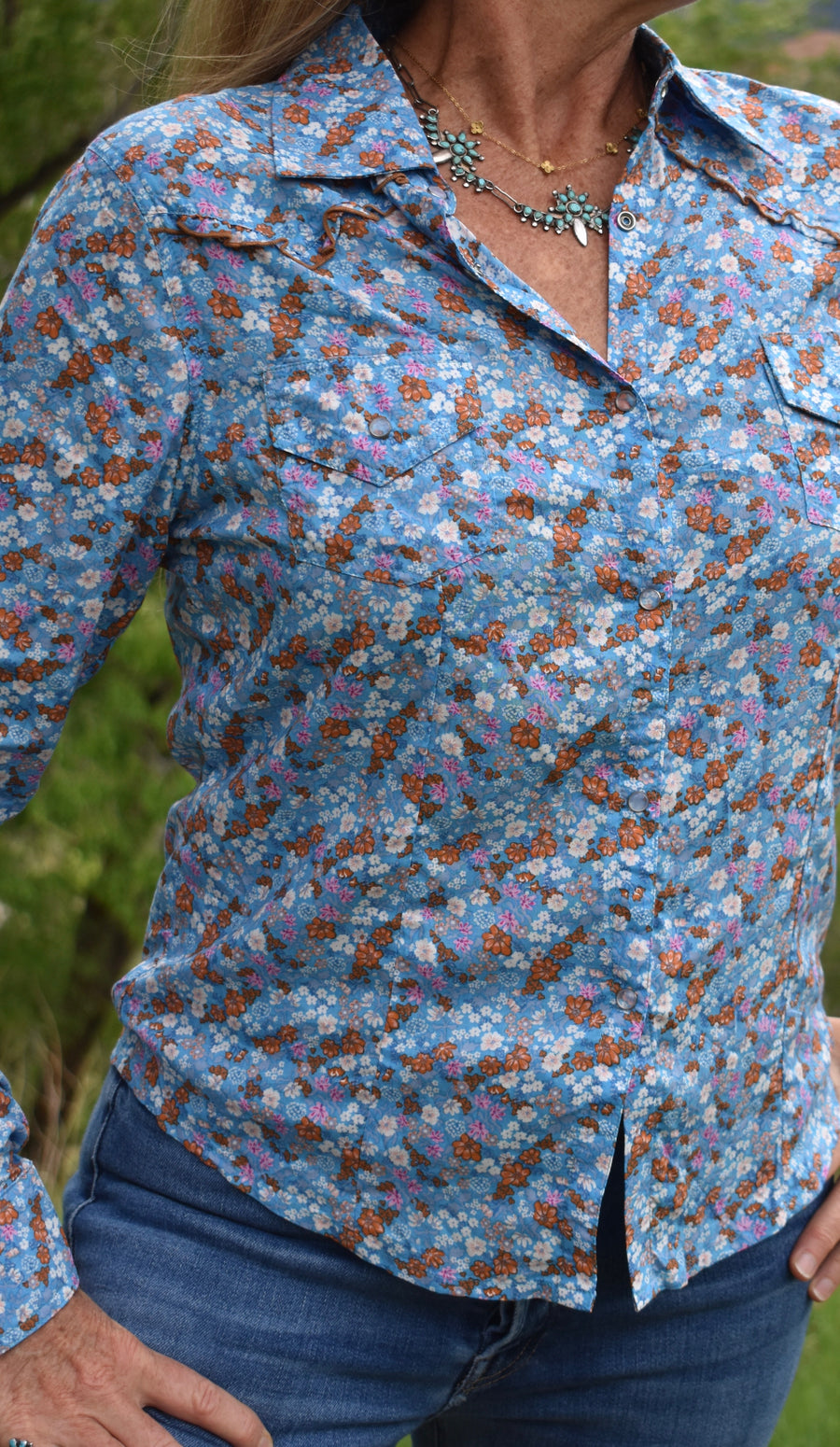 Cowgirl Snap Shirt-Iris Ditsy