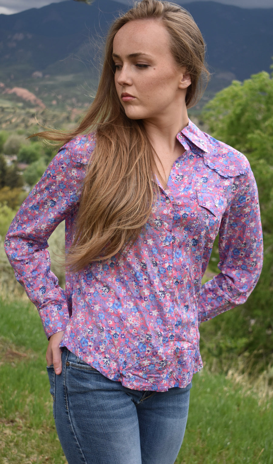 Cowgirl Snap Shirt-Cherry Blossom Ditsy