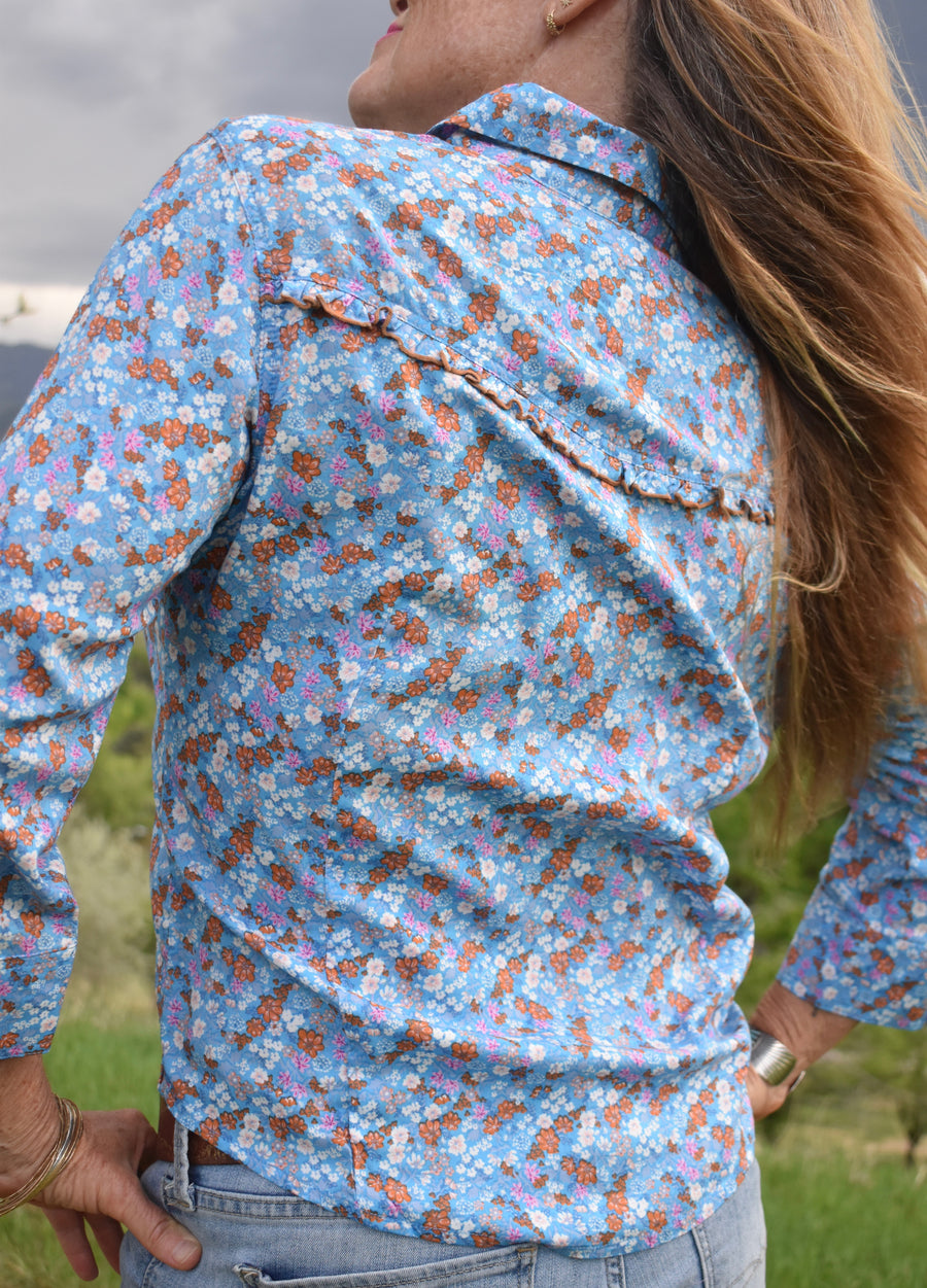 Cowgirl Snap Shirt (3/4 Sleeve)-Iris Ditsy