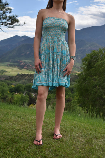 Tube Dress-Sari India Aqua