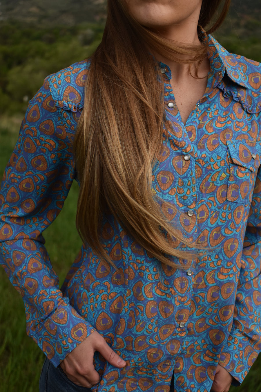 Cowgirl Snap Shirt-Peacock