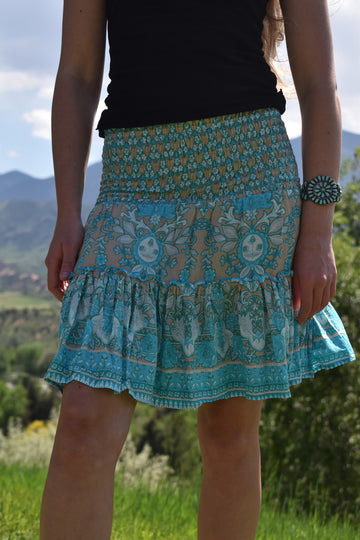 Swift Mini Skirt-Sari India Aqua