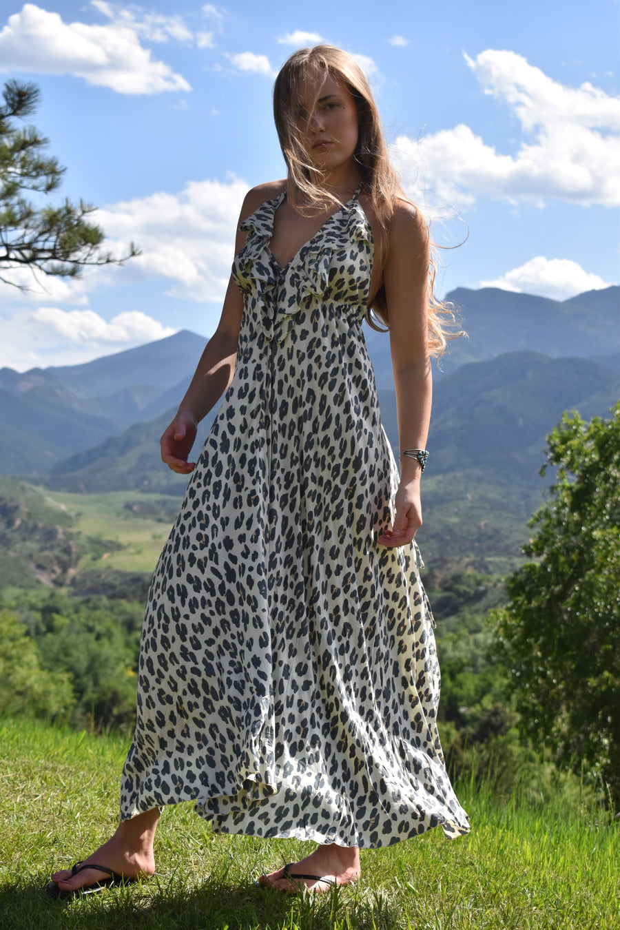 Jardín Dress-White Leopard
