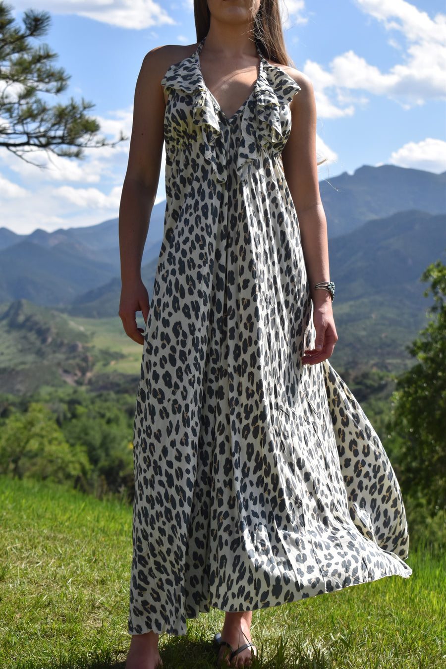 Jardín Dress-White Leopard