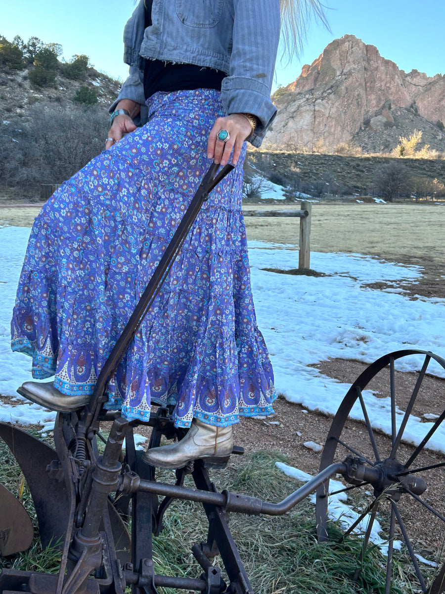 BOHO CHIC🌺LONG SKIRT ‘Vintage🪁Blue’