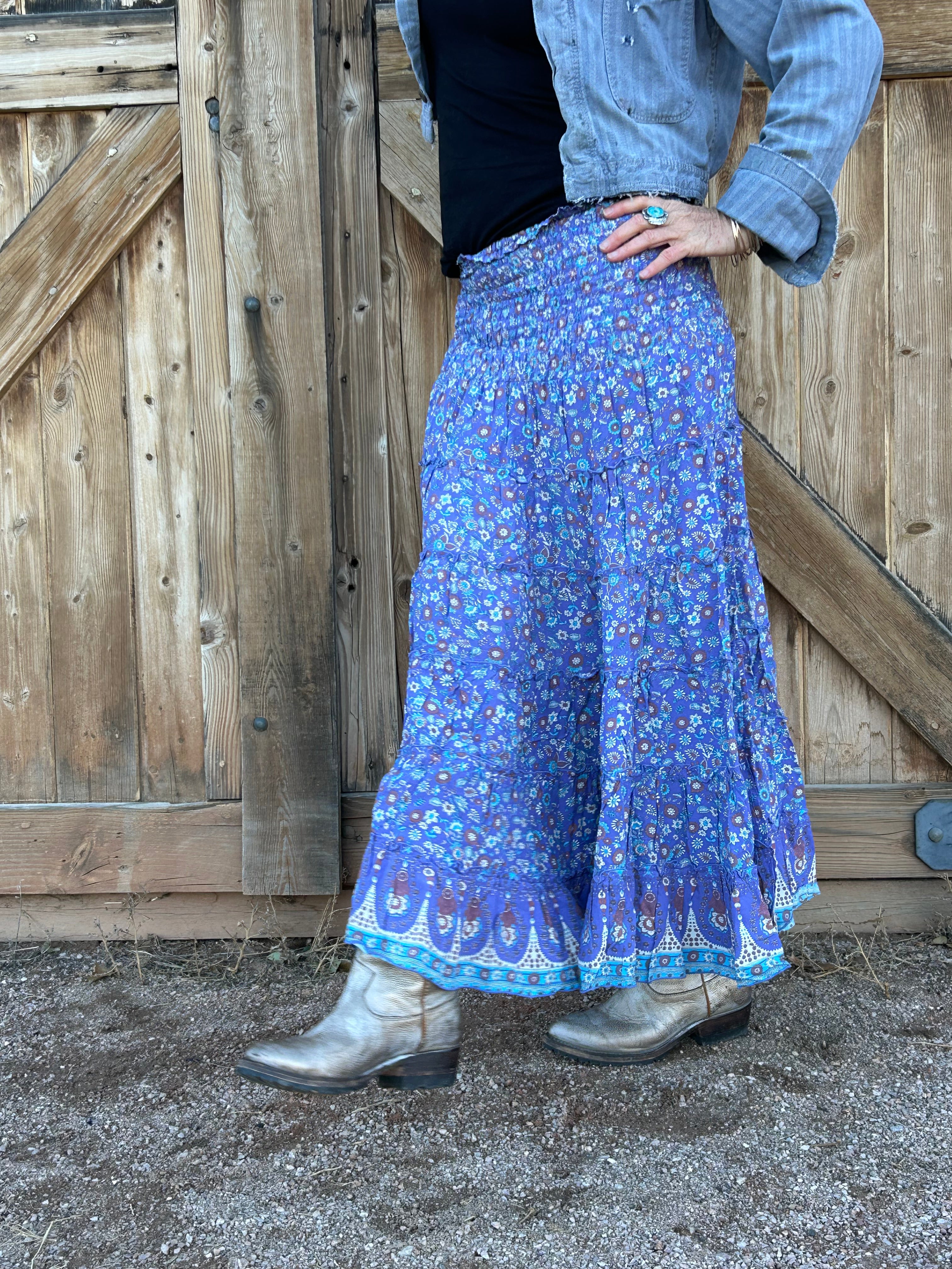 Cassandra Long Skirt-Vintage Blue – July Five Boutique