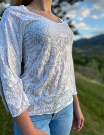 Corinna 3/4 Sleeve Shirt 'White’