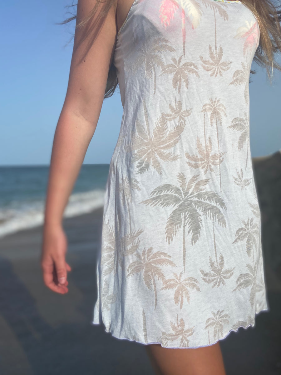 Beachy Palms Dress “Blue Hue”