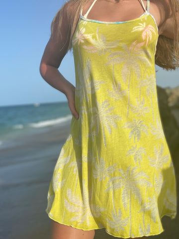 Beachy Palms Dress “Chartreuse”
